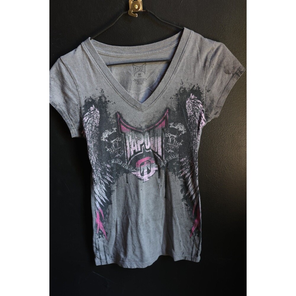 Vintage Y2K Tap Out Women’s Shirt Slim Y2K Scene Emo Mall Goth AOP Skull Wings